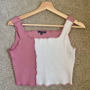 papermoon color blocked tank top in cream and pink (S)